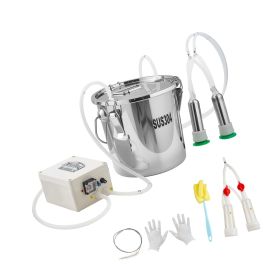 Goat Milking Machine, 3.2 Gal / 12 L Food-Grade Stainless Steel Bucket, 4 Teat Cups for Cows and Goats, with 8000 mAh Rechargeable Battery