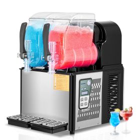 Commercial Slushy Machine, 4Lx2 Double Tank Frozen Drink Machine, 32 Cups Stainless Steel Margarita Smoothie Frozen Drink Maker