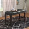 Counter Height 1pc Bench Dining Room Black Faux Leather Cushion Tufted Seat Wooden Base Comfort Seat Kitchen Dining