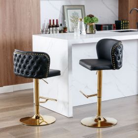 A&A Furniture,Swivel Barstools Adjusatble Seat Height, Modern PU Upholstered Bar Stools with the whole Back Tufted