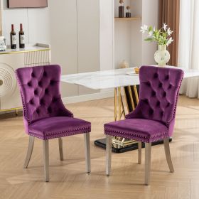 Nikki Collection Modern, High-end Tufted Solid Wood Contemporary Velvet Upholstered Dining Chair with Chrome Stainless Steel Plating Legs