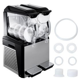 110V Slushy Machine 20L Double Bowl Margarita Frozen Drink Maker 900W Automatic Clean Day and Night Modes for Supermarkets Cafes Restaurants Snac