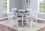 Counter Height Dining Table w Storage Shelve 4x Chairs Padded Seat Unique Design Back 5pc Dining Set White Color