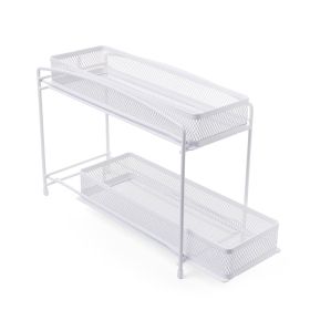 2-Tier Pull-Out Spice Organizer, White, 4.5" x 11"