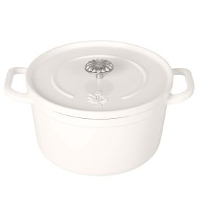 5-Quart Enameled Cast Iron Dutch Oven Pot with Lid, Linen