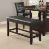 Counter Height 1pc Bench Dining Room Black Faux Leather Cushion Tufted Seat Wooden Base Comfort Seat Kitchen Dining