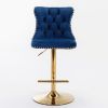 A&A Furniture,Golden Swivel Velvet Barstools Adjusatble Seat Height from 25-33 Inch