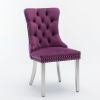 Nikki Collection Modern, High-end Tufted Solid Wood Contemporary Velvet Upholstered Dining Chair with Chrome Stainless Steel Plating Legs