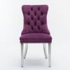 Nikki Collection Modern, High-end Tufted Solid Wood Contemporary Velvet Upholstered Dining Chair with Chrome Stainless Steel Plating Legs