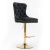 A&A Furniture,Thick Golden Swivel Velvet Barstools Adjusatble Seat Height from 27-35 Inch