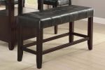 Counter Height 1pc Bench Dining Room Black Faux Leather Cushion Tufted Seat Wooden Base Comfort Seat Kitchen Dining