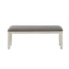 Antique White Finish 1pc 48-inch Bench Upholstered Seat Textured Fabric Wooden Dining Kitchen Furniture