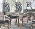 Formal 1pc Dining Table w 2x Leaves Only Silver / Grey Finish Antique Design Rubberwood Large Family Dining Room Furniture