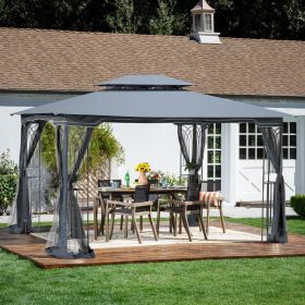 13x10 Outdoor Patio Gazebo Canopy Tent With Ventilated Double Roof And Mosquito net(Detachable Mesh Screen On All Sides); Suitable for Lawn;  Garden; (Color: gray)