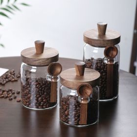 3 Pcs Glass Coffee Jars with Spoons, Candy Jars, Biscuit Jars, Storage Jars, Tea Jars, Snack Jars, Seasoning Jars, Salt Jars, Pepper Jars (Quantity: 3)