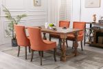 Furniture; Ultra Side Dining Chair;  Thickened fabric chairs with neutrally toned solid wood legs;  Bronze nail head;  Set of 2